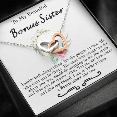 Pendants Bonus Sister Necklace, Bonus Sister Gift, Gift for Bonus Sister, Birthday Gift for Bonus Sister, Sister in Law Gift, Sister of The Groom, You're My New Sister an Also My Friend